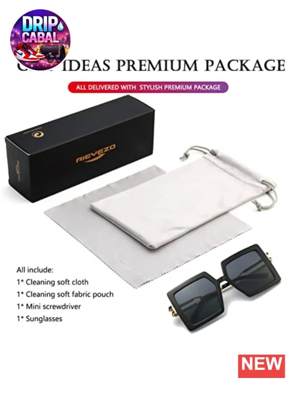 Oversized Square Sunglasses UV400 Protection Retro Metal Temple Women Fashion